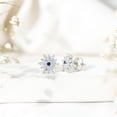 thumbnail image 4 of Rosec Jewels - Lab Grown Blue Sapphire Diamond Earrings - Flower Stud Earrings - AAAA Quality, 925 Sterling Silver, 4 of 9