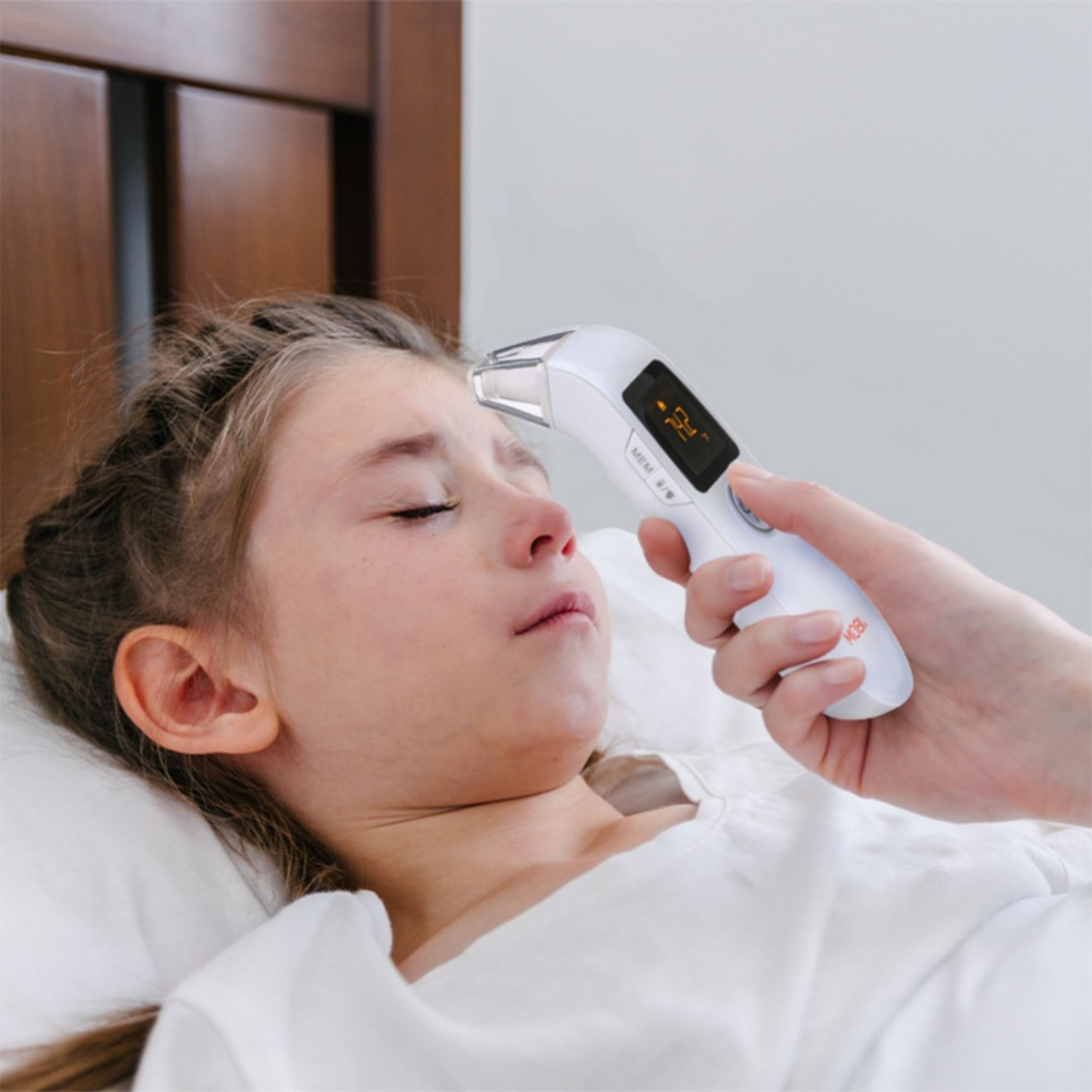 (12 pack) MOBI DualScan FeverTrack Ear & Forehead Medical Grade Thermometer w/ Medication Reminder Alarm