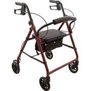Roscoe Medical - Basic Steel Rollator with Padded Seat (Burgundy) - CM