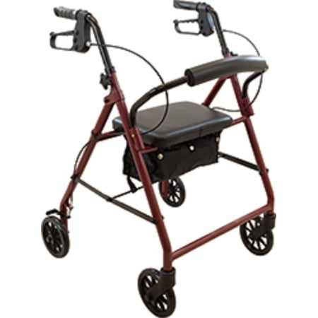 Roscoe Medical - Basic Steel Rollator with Padded Seat (Burgundy) - CM