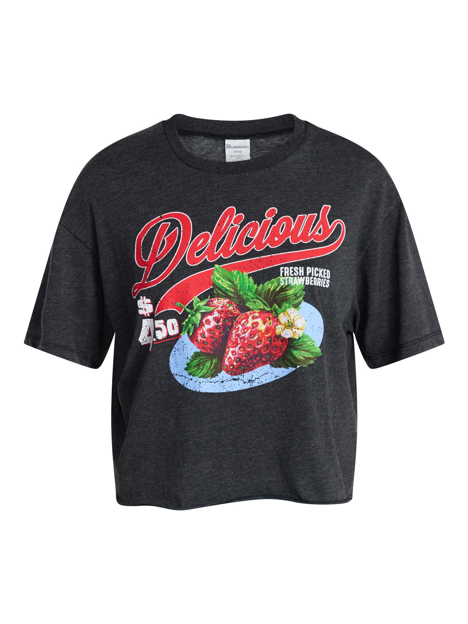 No Boundaries Boxy Cropped Graphic Tee, Women's XXS-XXL