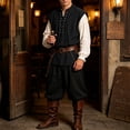 thumbnail image 7 of WULMLEO Mens Pirate Vest, Renaissance Tops Medieval Sleeveless Shirts Gothic Costumes Vampire Cosplay Cotton Outfits Black M, 7 of 7