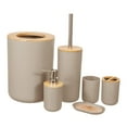 thumbnail image 4 of 6 Pieces Bathroom Accessories Set Bath Necessities for Countertop Hotel Dorm Khaki, 4 of 8