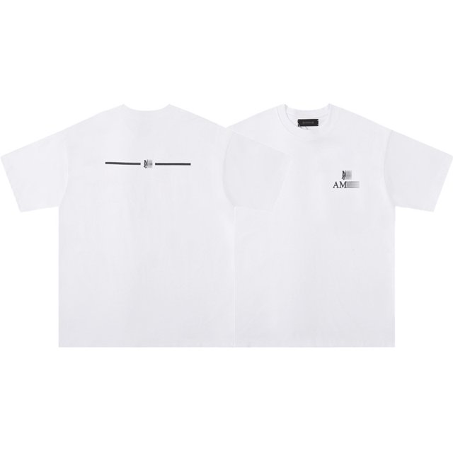 High Version Collection AMIRI T-shirt à Manches Courtes d'Été Imprimé Encre Fluide Éclaboussures Col Rond pour Hommes