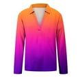 thumbnail image 4 of safuny Womens Top V-Neck Dressy Loose Pullover Floral Print Long Sleeve Plus Size T-Shirts Sweatshirt Comfy Casual Orange M, 4 of 5
