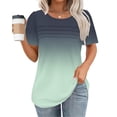 thumbnail image 2 of Plebaso Chemises Dégradées pour Femmes Manches Courtes Col Rond Tunique Décontractée Plissée Blouses Amples Habillées, 2 of 5