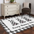 thumbnail image 3 of Happy Easter Black White Plaid Area Rug 4x6 FT, Non Slip Kids Room Carpet, Bunny Welcome Spring Washable Soft Floor Carpet Non-Shedding Throw Rug for Dorm Kitchen Study Room Home Office Bedside, 3 of 9