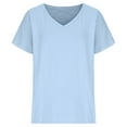 thumbnail image 4 of Jacenvly 2024 new summer tops for women Casual Fashion Women's Summer Short Sleeve T-shirt Blouse Skin-friendly Solid v neck t shirts womens plus size t-shirts Blue, 4 of 6