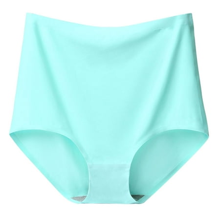 

Womens Underwear Packs Plus Size Ultra High Waist Solid Color Briefs Ice Silk Traceless Briefs Will Not Be Caught In The Middle Of The Panties 6 Pack