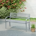 thumbnail image 5 of Costway 50" Outdoor Garden Bench with Geometric Lattice Backrest  Armrests and Slatted Seat Gray, 5 of 10