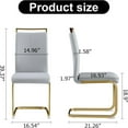 thumbnail image 4 of SUDICA Set of 6 Gray Faux Leather Dining Chairs, High Back Design with Gold Metal Legs for Dining Room, 4 of 9
