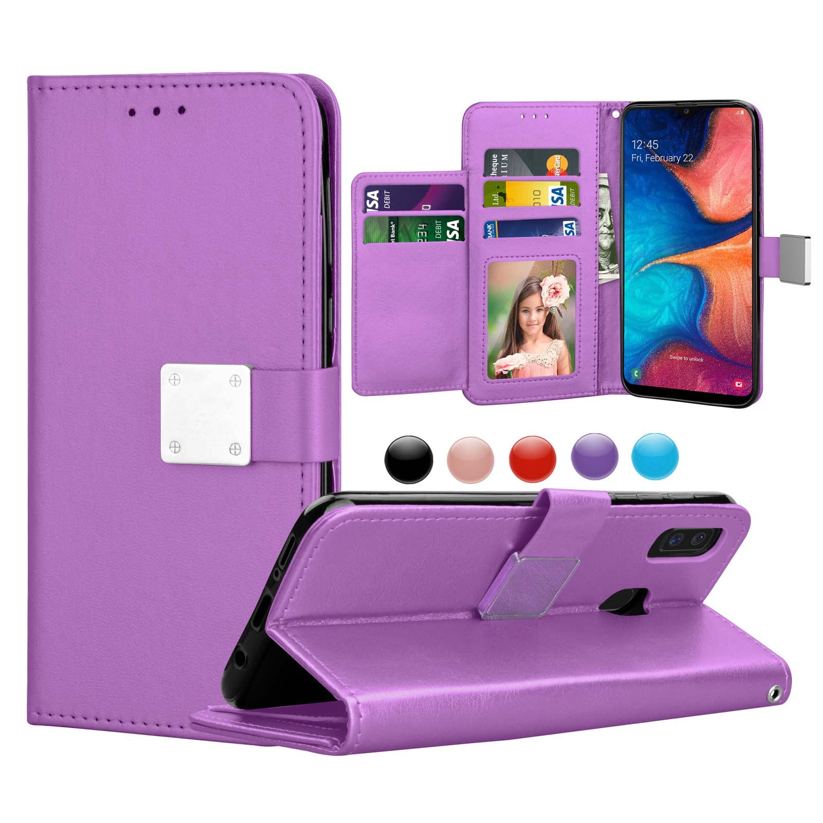Galaxy A20 A30 Wallet Case, Samsung A20 PU Leather Case, Njjex