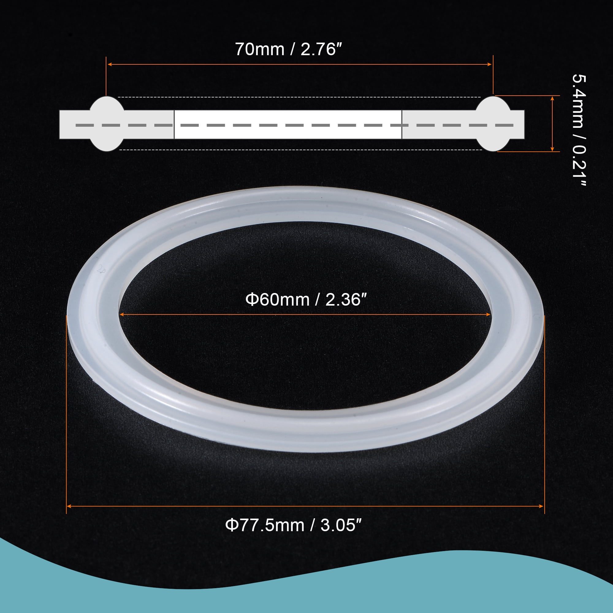 Unique Bargains Silicone Rubber Gaskets White 5Pcs 2.5"