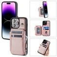 thumbnail image 3 of Decase For iPhone 15 Pro,Wallet Case PU Leather Shockproof Phone Shell Detachable Lanyard & Wrist Strap,Magnetic Buckle Back Cover Zipper Wallet Card Holder Pocket for Apple iPhone 15 Pro,Rosegold, 3 of 7