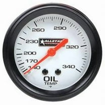 Allstar Performance ALL80097 Oil Temperature Gauge - 140-340 Degree F - Mechanical - Analog - 2-5/8 in Diameter - Silver Face - Each