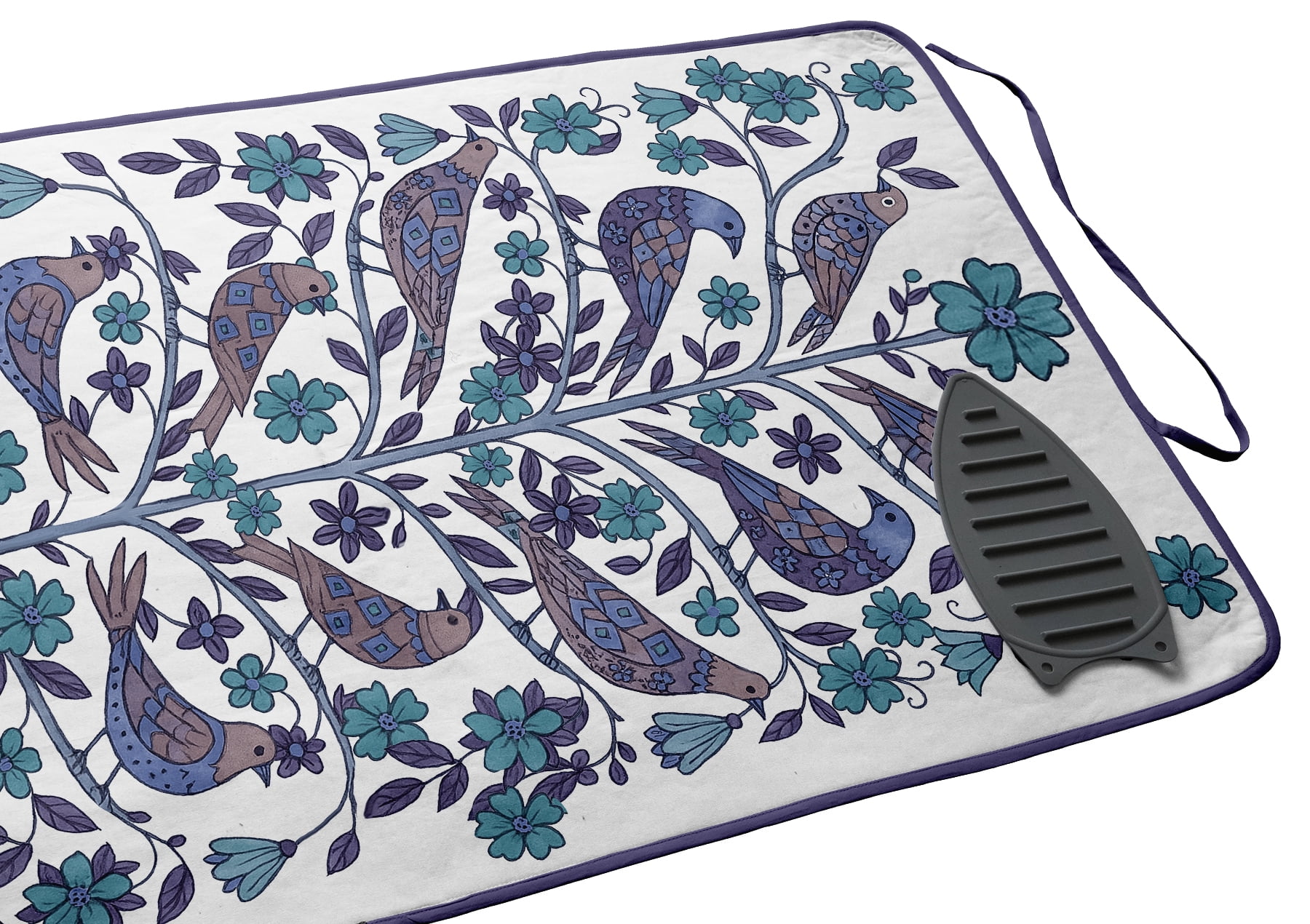 Vargottam Portable Ironing Mat - 28"x48" Foldable Cotton Ironing Pad with Silicone Rest & Magnetic Corners - Travel-Friendly, Space-Saving Iron Board Alternative for Small Homes, Dorms, RVs - Bird