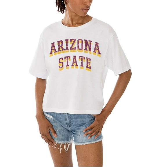 Women's Gameday Couture White Arizona State Sun Devils Claim To Fame Boxy Cropped T-Shirt