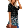 thumbnail image 4 of ONLYSHE Womens Loose Dressy Tops Summer Short Sleeve Floral Printed Tops Casual Beach Casual Boho Loose Tunic T Shirt Blouse, 4 of 7