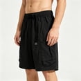 thumbnail image 4 of Ceisia Mens Belted Multi Pocket Cargo Shorts Drawstring Waist Tactical Shorts for Men Outdoor Black XL Gifts for Father, 4 of 6