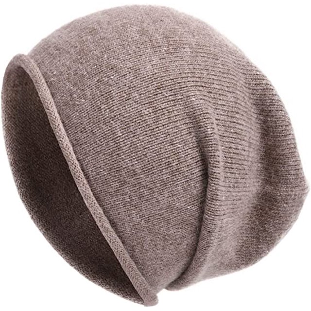 Gorro de punto de invierno para mujer, suave y cálido, mezcla de lana de cachemira, gorro de punto holgado con diseño de calavera, color marrón JAMW Sencillez