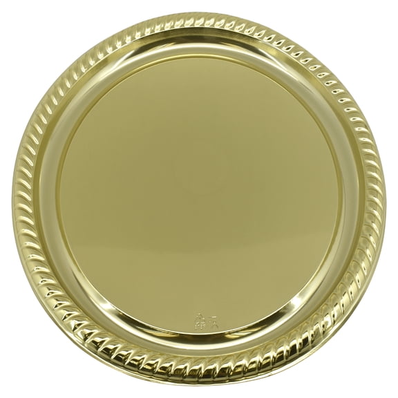 16-in Plastic Round Gold Serving Platter, Party Tableware, Way to Celebrate