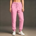 thumbnail image 4 of KDDYLITQ Womens Sweatpants Straight Leg Joggers High Elastic Waisted Drawstring Trousers Casual Cotton Pants with Pocket Pink L, 4 of 4
