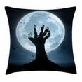 thumbnail image 1 of Halloween Decorations Throw Pillow Cushion Cover, Zombie Earth Soil Full Moon Bat Horror Story October Twilight Themed, Decorative Square Accent Pillow Case, 20 X 20 Inches, Blue Black, by Ambesonne, 1 of 2