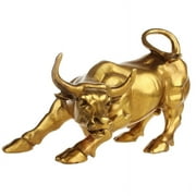 Feng Fortune Brass Bull Statue, Sculpture Golden Copper Bull Represents Good of Career