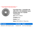 thumbnail image 2 of Front Brake Rotor - Compatible with 2008, 2010 - 2014 Mitsubishi Lancer Evolution GSR 2.0L 4-Cylinder Turbocharged 2011 2012 2013, 2 of 2