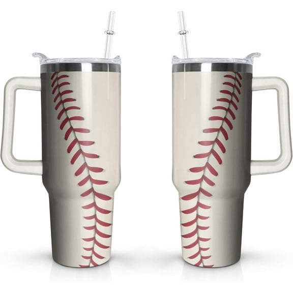 Baseball Tumbler Baseball Gift for Baseball Fans- 40oz Insulated Tumbler with Handle