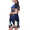 thumbnail image 2 of Balery Moonlit Blue Wolf Vestidos sueltos de manga corta para mujer, vestidos de verano 2025, vestidos casuales de corte A con vuelo., 2 of 6