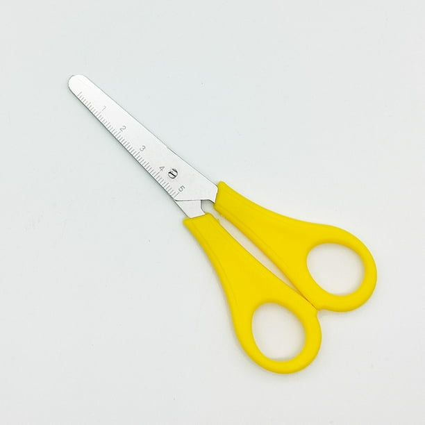 Juego de tijeras para estudiantes de 6 colores con regla y bolsa de PVC | Tijeras de seguridad de punta redonda para niños | Mango de plástico resistente y hojas de acero inoxidable