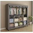 thumbnail image 2 of AGASY Clothing Rack Organizer - Portable Closet Wardrobe - Closet System - Almirah for Clothes - Large Wardrobe Clothes Organizer 6 Shelves 4 Hanging Sections 4 Side Pockets 65.7x17.7x66.9in (Gray), 2 of 7