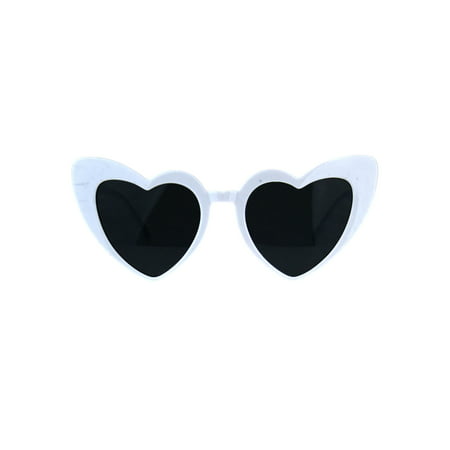 Womens Retro Heart Shape Cat Eye Valentine Plastic Sunglasses White