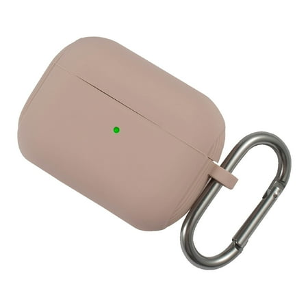 Insten Liquid Silicone Case For AirPods Pro 2019 Earbuds Protective Soft Gel Cover Skin with Portable Keychain Supports Wireless Charging [Front LED Visible] Sand Pink