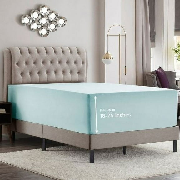 Empyrean Microfiber Fitted Sheet, Extra Deep 18"-21" Pocket, King, Light Baby Blue