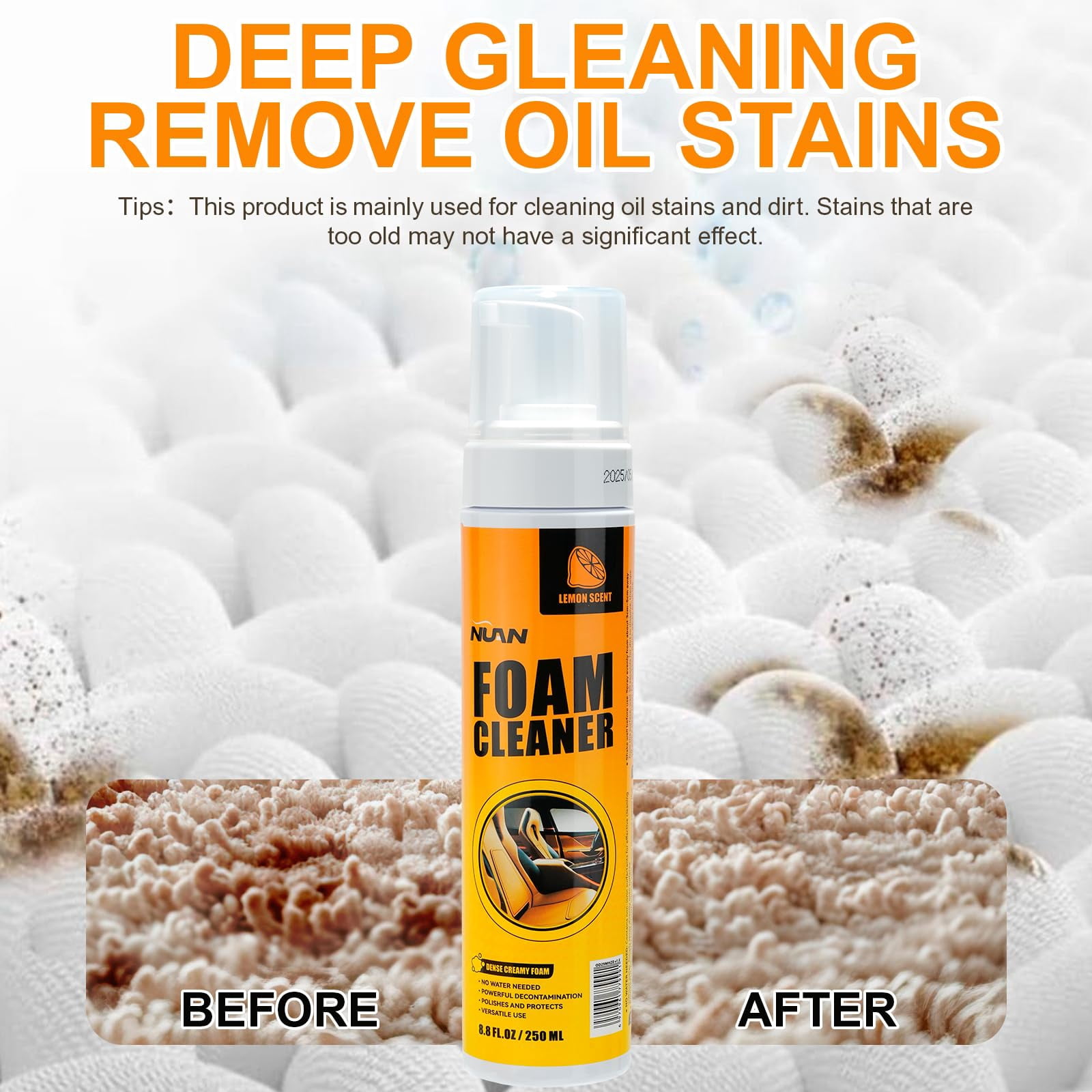 SZZD Foam Cleaner for Car, Lemon Scent Car Interior Cleaner, Multi