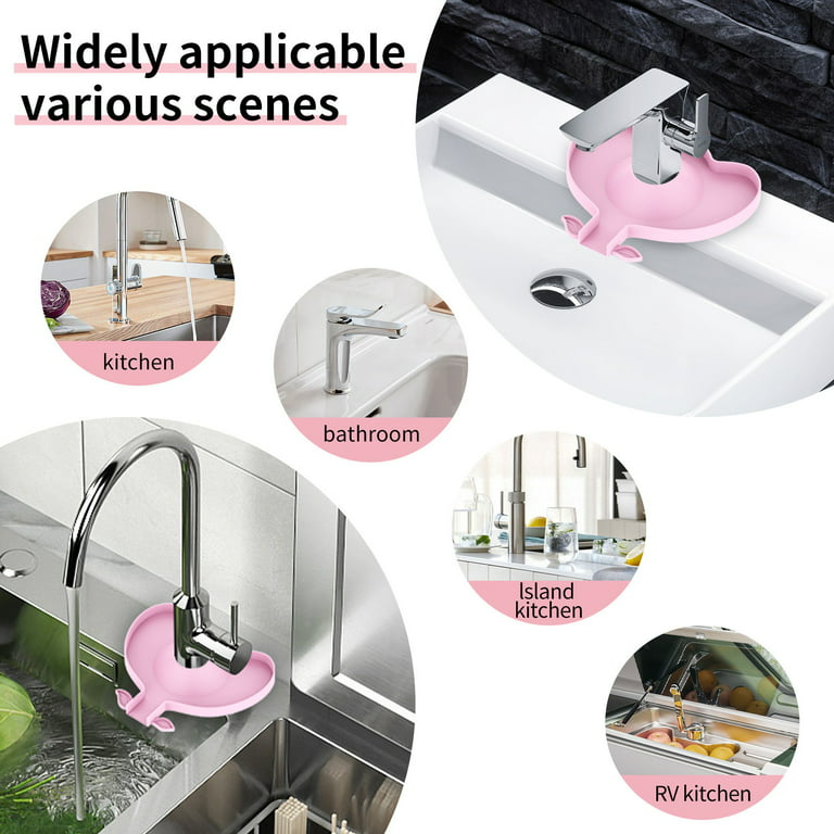 Kitchen Faucet Sink Splash Guard - Water Catcher Mat - Silicone Drying Mat with Built-in Drain Lip - Kitchen Bathroom Sink Drain Mat - Rubber Drying