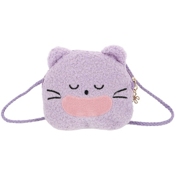 IBASETOY Cute Cartoon Crossbody Bag for Kids with Soft Polyester Material Violet Color Lightweight and Multifunctional Design