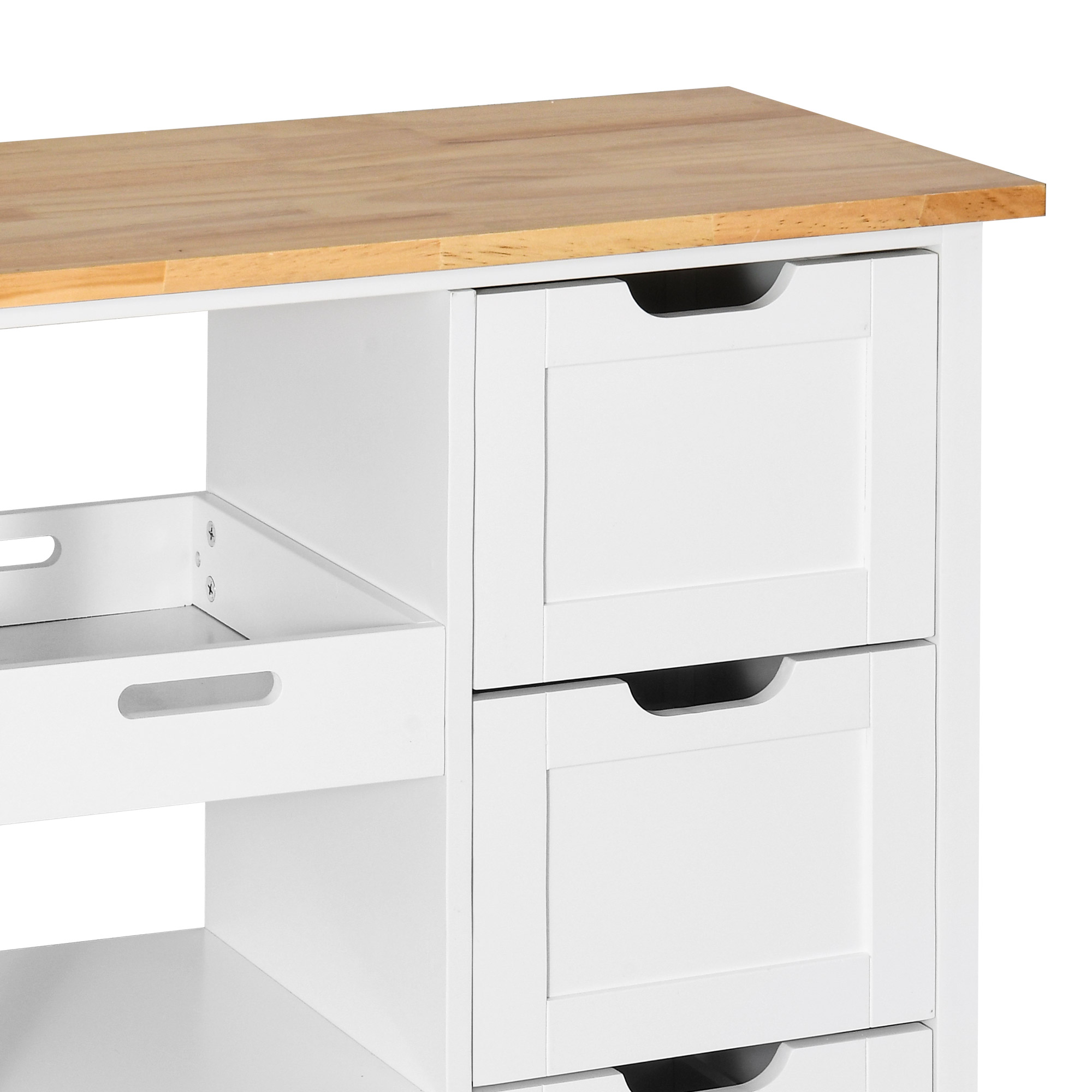 ModFusion 33” Rolling Kitchen Island Cart, 3 Drawers, 3-Tier Storage, Portable Utility Cart for Home & Dining Room