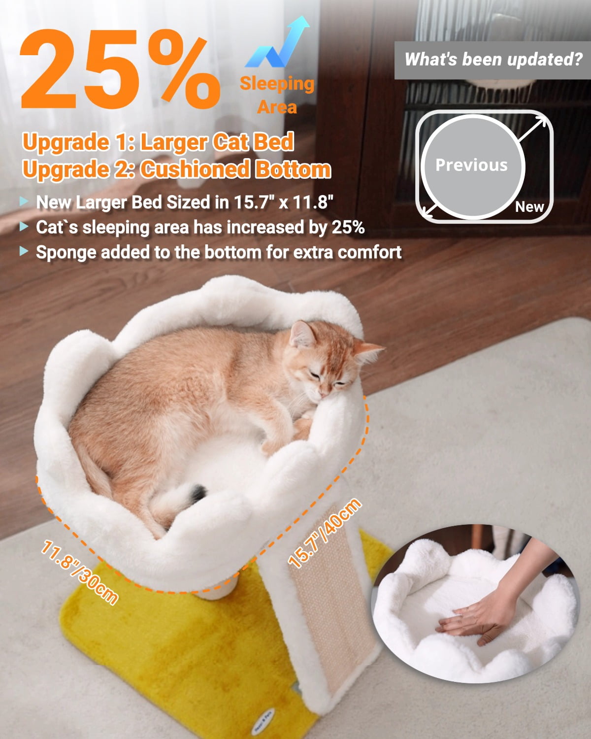 Happi N Pets New Cloud Cat Tree, Cat Scratching Post with Bed, Small Cat Tree with Scratching Pad & Cloud Soft Perch, Extra Toys, Bonus Catnip