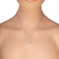 thumbnail image 3 of 925 Sterling Silver Rectangular Round CZ Elegant Pendant Necklace, 18", 3 of 4