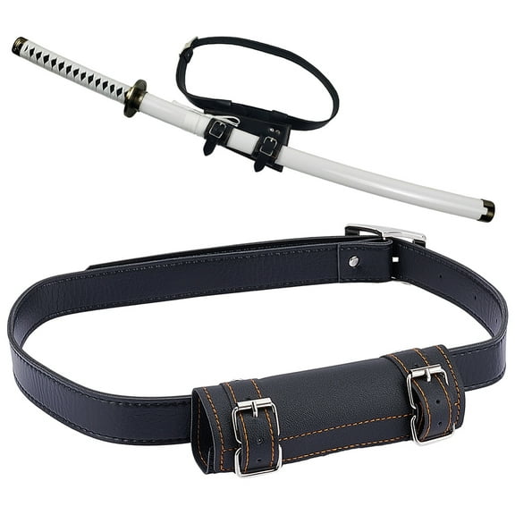 PU Leather with Alloy Waist Fencing Sheath Sword Storage Bag Sword Carry Case Black 207x151x2~8mm & 1120x26x2~8mm