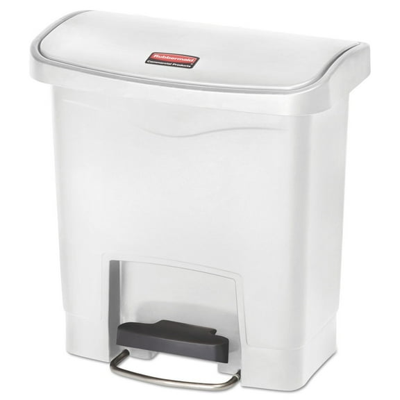 Rubbermaid Slim Jim Trash Can  4 gal. White Plastic Step On Rectangular 1 Count