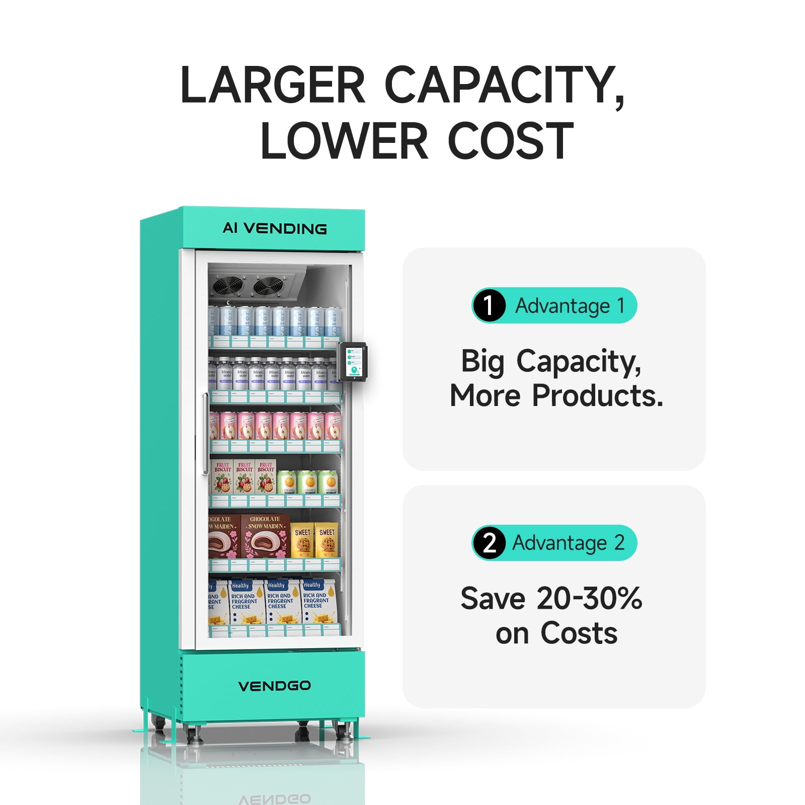 Smart AI Vending Machine (with Card Reader) Features AI Visual Recognition and Cashless Payment Support; Ideal for Gyms, Schools, Hotels, Entertainment Venues, and More
