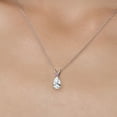 thumbnail image 3 of Gem Stone King 14K White Gold White Created Sapphire and Pink Lab Grown Diamond Pendant Necklace for Women | 1.62 Cttw | Gemstone September Birthstone | Pear Shape 9X6MM | With 18 inch Chain, 3 of 6