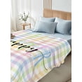 thumbnail image 5 of Twin XL Flat Sheet 66"x102", Easter Soft Lightweight Bedding Flat Sheets Only, Colorful Checkered Plaid Spring Gingham Textured Brushed Microfiber Top Bed Sheet, Breathable StainResistant Bedsheets, 5 of 9