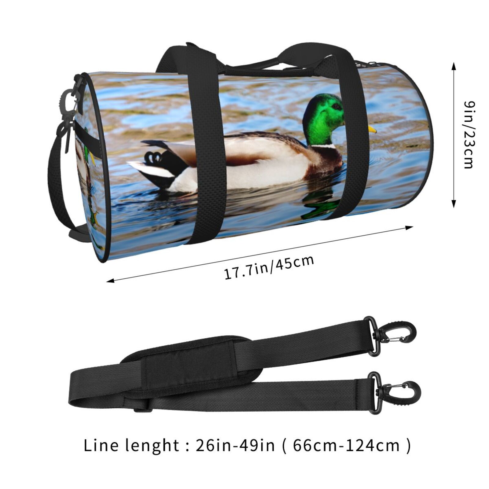 Vsdgher Mallard Duck Swimming In A River 45L Foldable Duffel Bag, Sports Gym Bag,Overnight Bag, Portable Weekender Bag for Airplanes