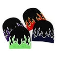 thumbnail image 2 of COUVER Unisex Flame Fire Design Cuffless Beanie Hat Ski Beanie Hat, Black / Gold & Purple Fire, One Size, 2 of 2