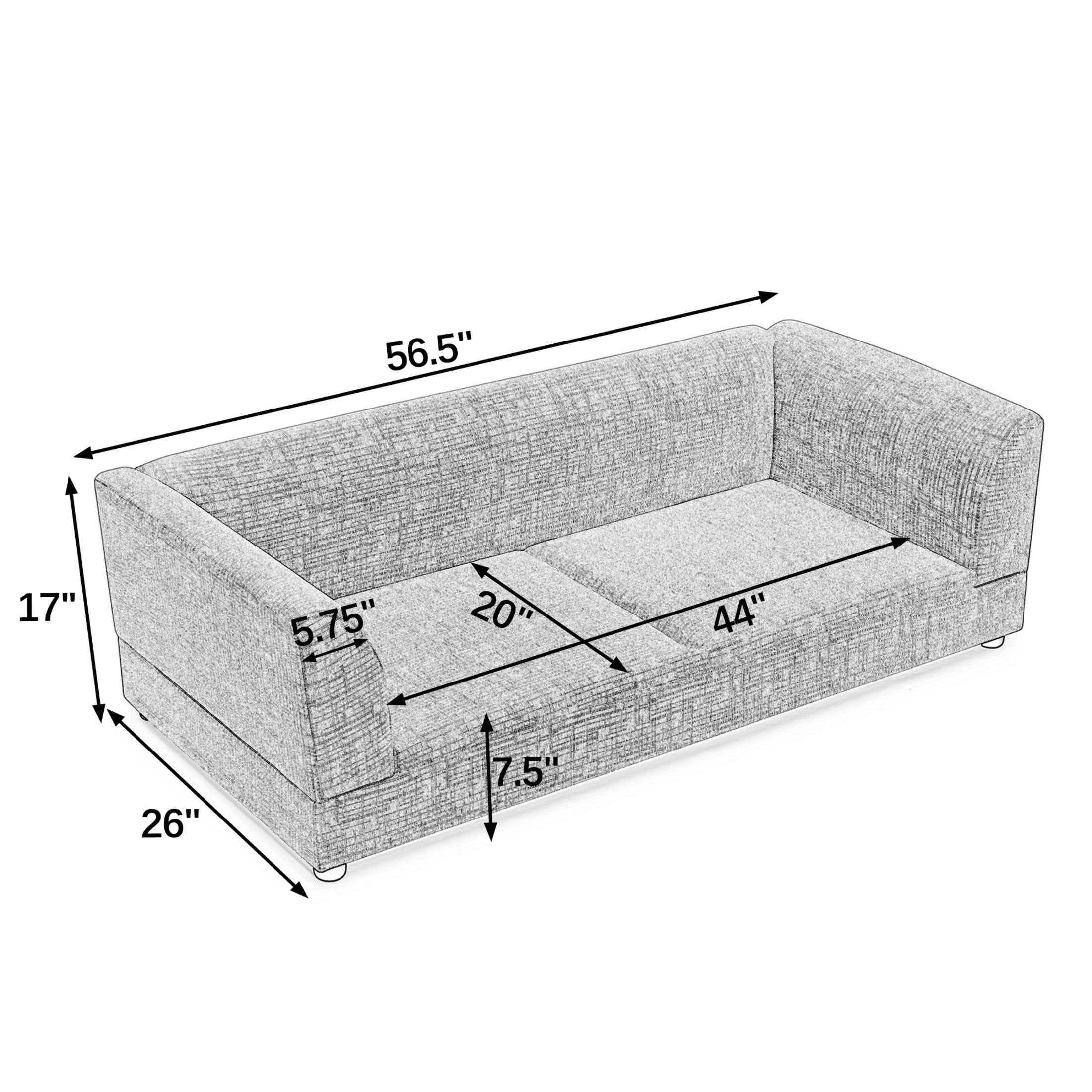Noble House 57" Comfortable Oversized Pet Sofa, Modern Rectangular Dog Bed with Armrests and Cushion, Beige